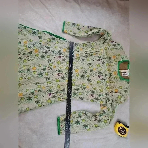 GOLDWORM Wool Knit Vintage Dress Metallic Green Floral Size S - Picture 9 of 15